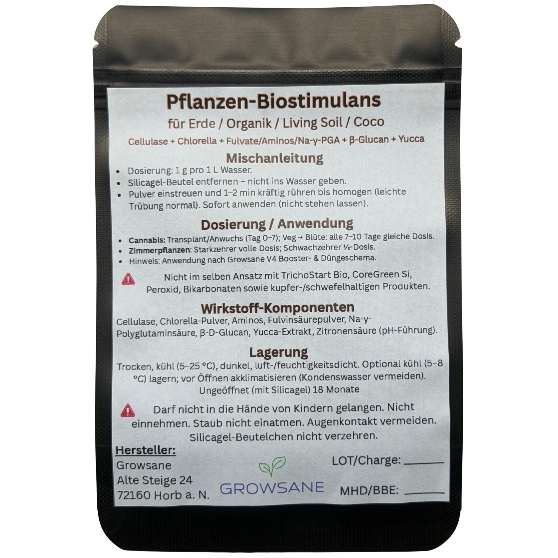 Growsane EnzyRoot Shot Front – Enzym-Booster für Erde & Living Soil