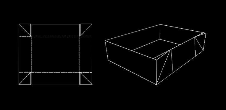 Barquette coiffe 4 coins collés