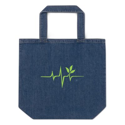 Denim Shopping Bag "Green Love"