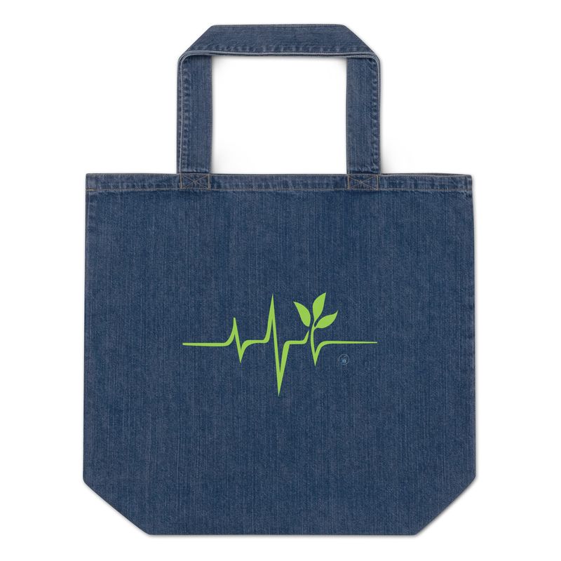 Denim Shopping Bag "Green Love"