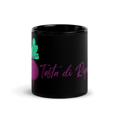 Glossy black mug "Turnip head"