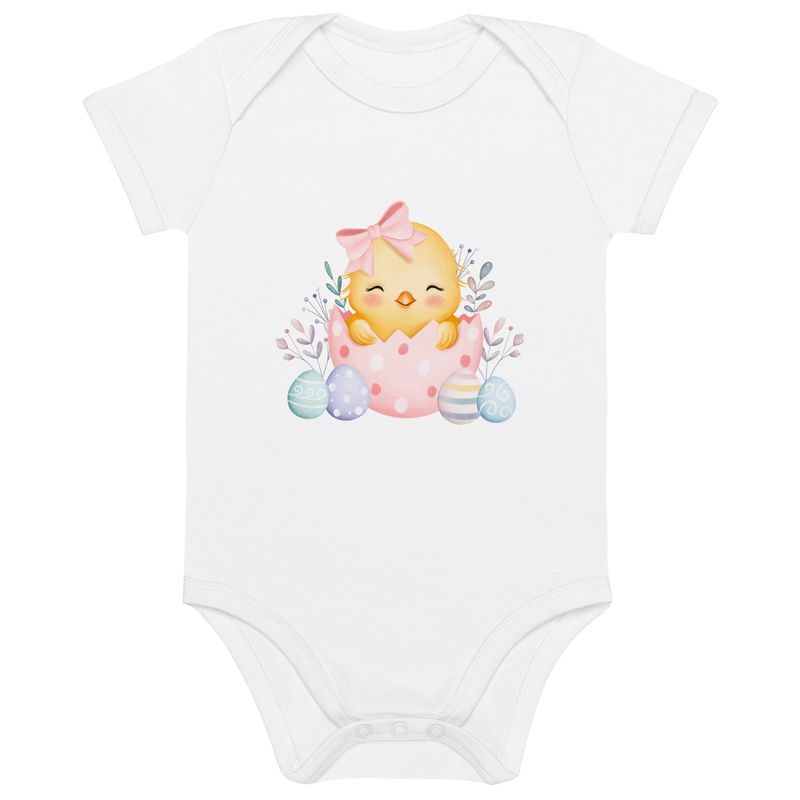 Organic Cotton Baby Romper "Pink Chick"