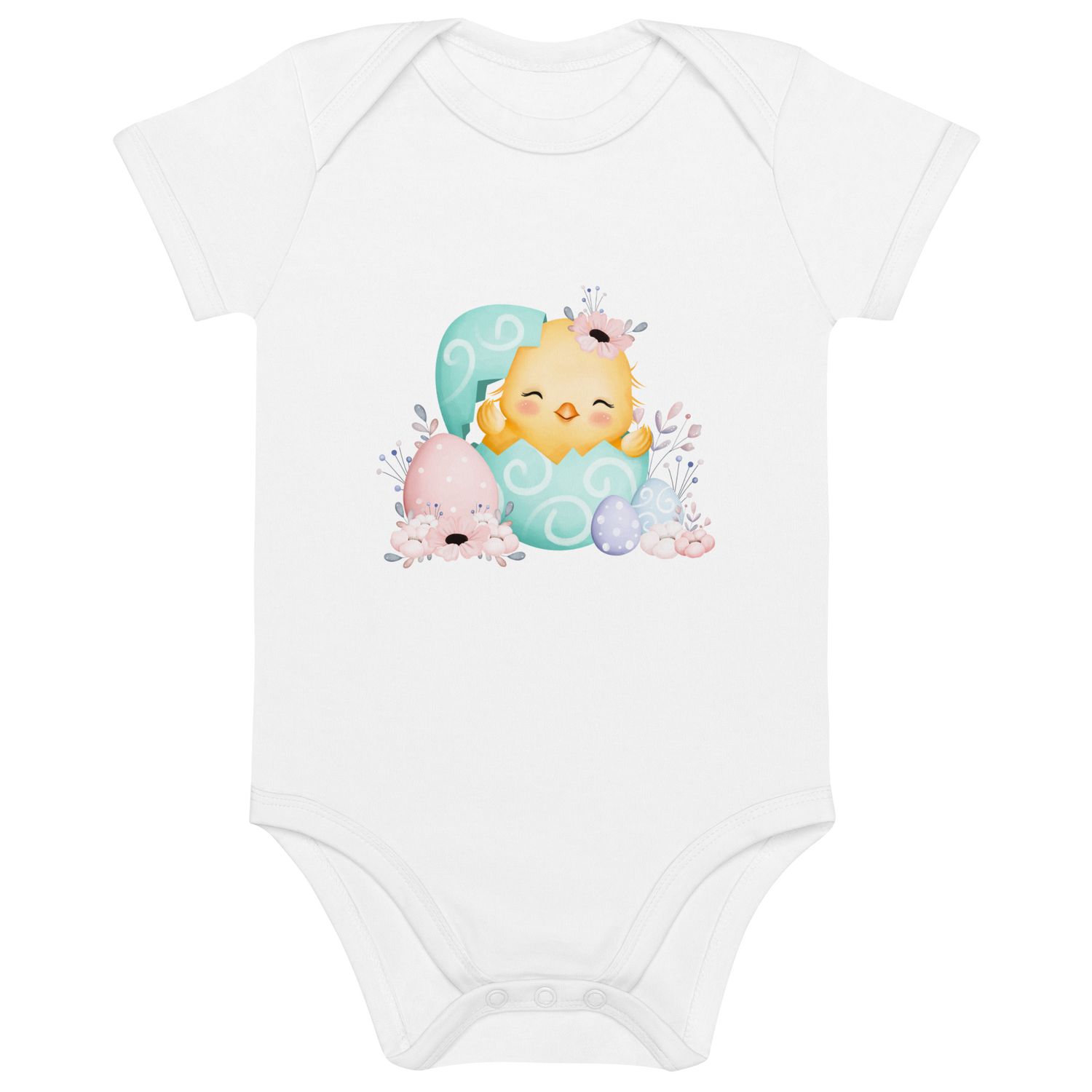 Organic Cotton Baby Romper "Blue Chick"