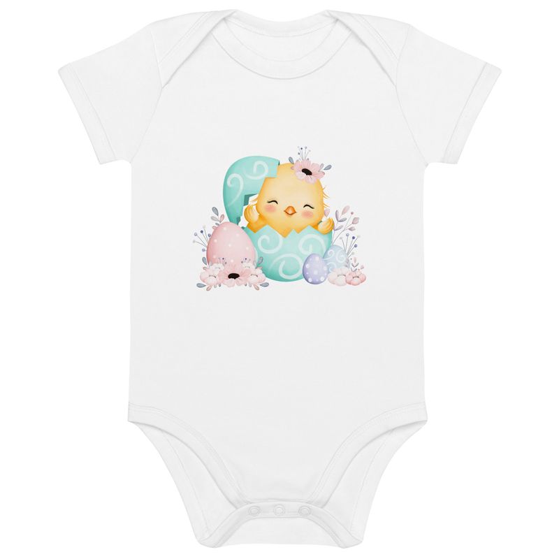 Organic Cotton Baby Romper "Blue Chick"
