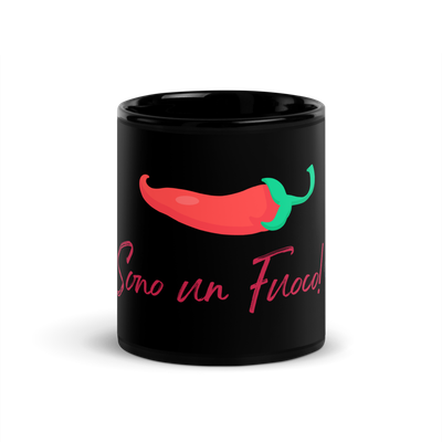 Glossy black mug "I'm on Fire!"