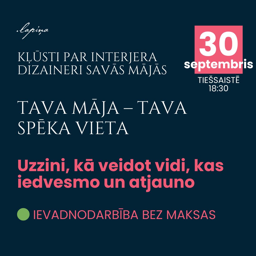 Bezmaksas ievadnodarbība “Tava māja – tava spēka vieta”