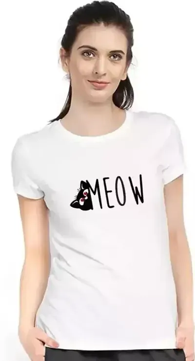 Elegant White Polyester Printed Tshirt for Women