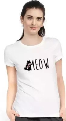 Elegant White Polyester Printed Tshirt for Women