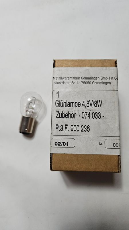 Eisemann Glühlampe 4,8V 8W BA15d Ersatzlampe Art. 074033