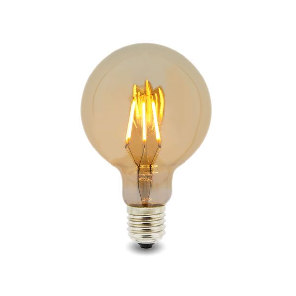 BOMBILLA LED Filamento E27 G95 6W Ámbar