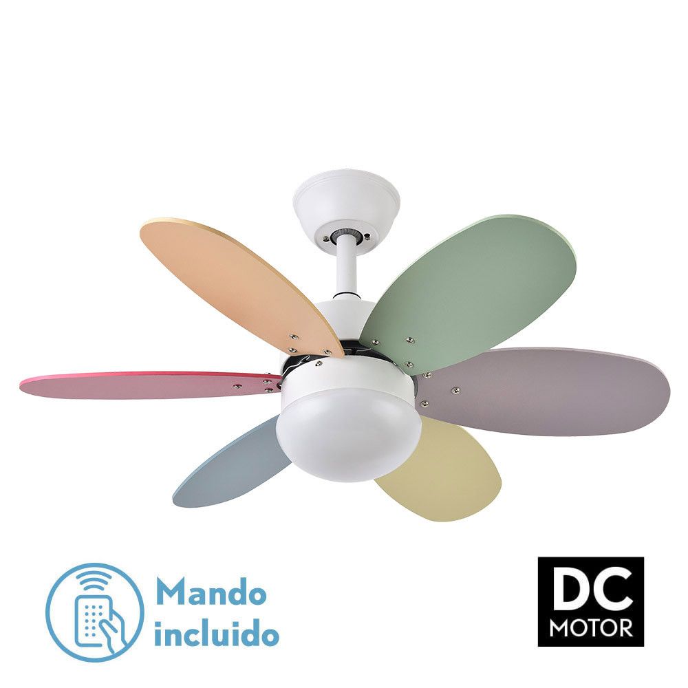 Ventilador de techo Dc Alves 2xe27 Blanco 6 Aspas