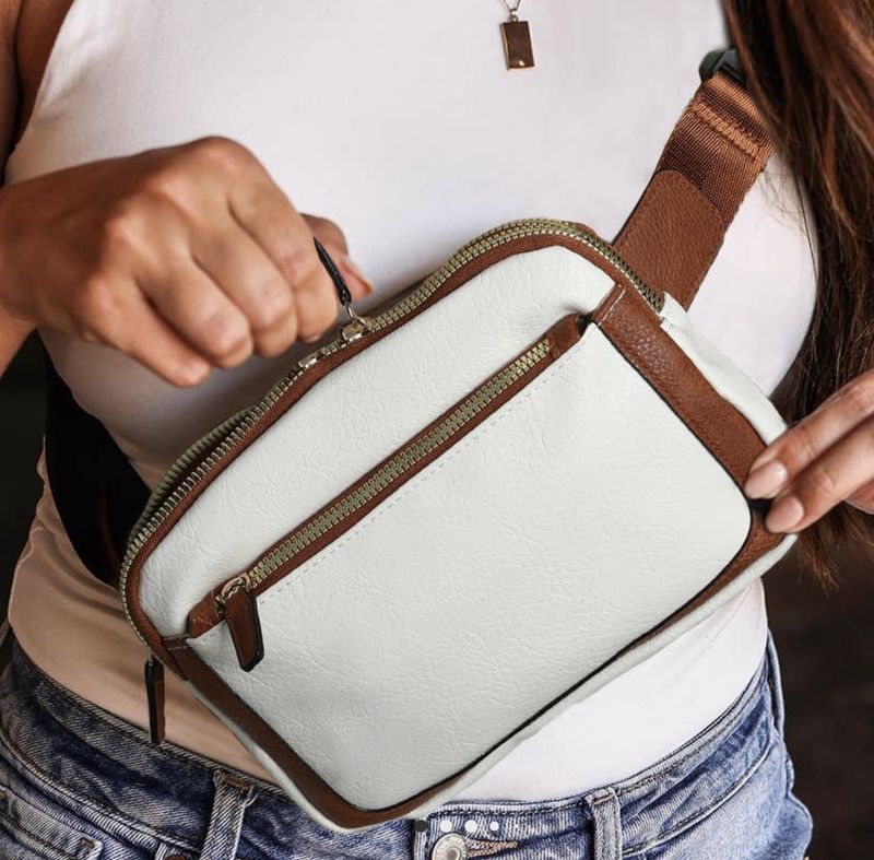 White and Tan Crossbody