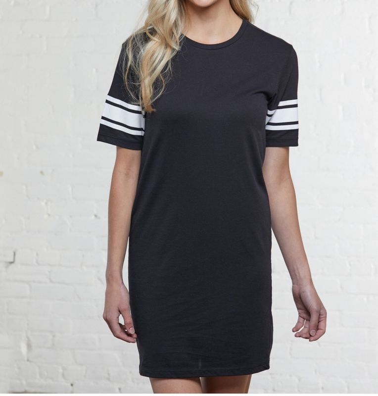 Navy and white stripped t-shirt dress
