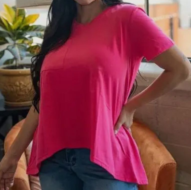 Hot pink hi-low hem shirt