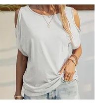 Short Sleeve Hollow Cold Shoulder Top