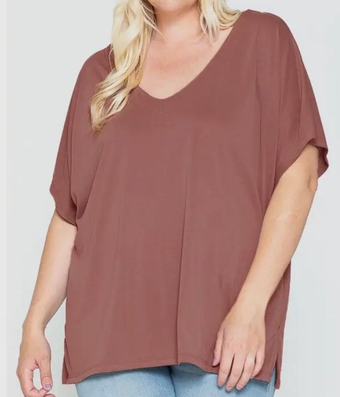 V-Neck Dolman Basic Blouse Tee