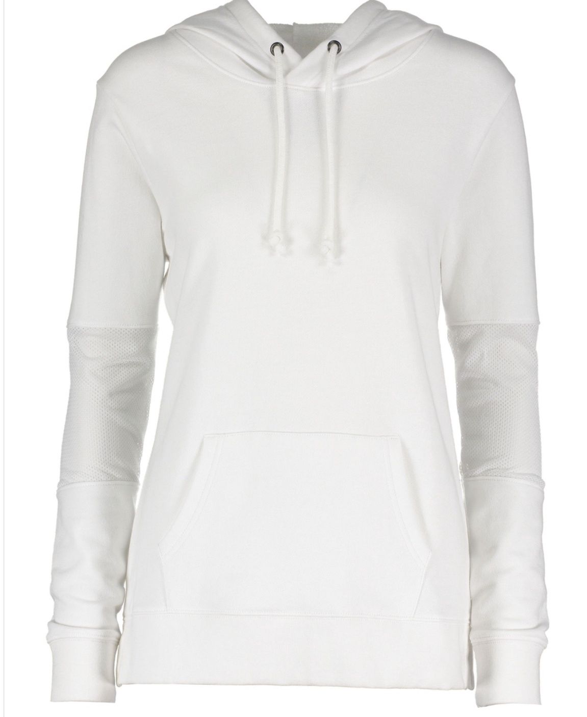 Hoodie with Mesh insert on sleeve, Color: White, Size: Medium