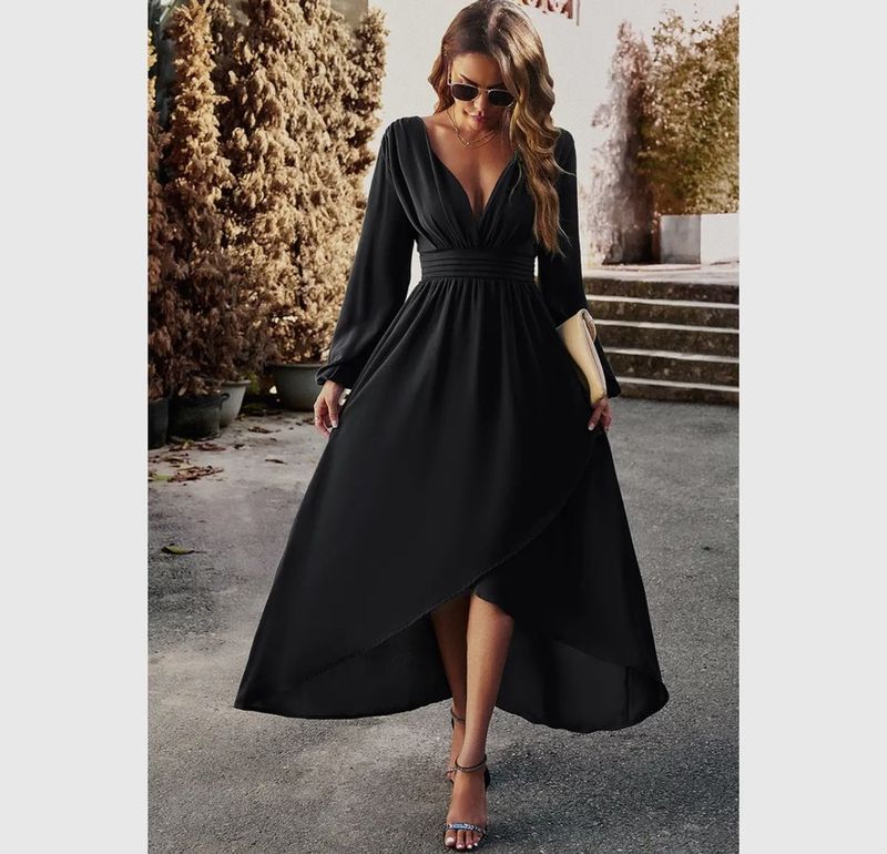 Deep V-Neck High waist Elegant Dress