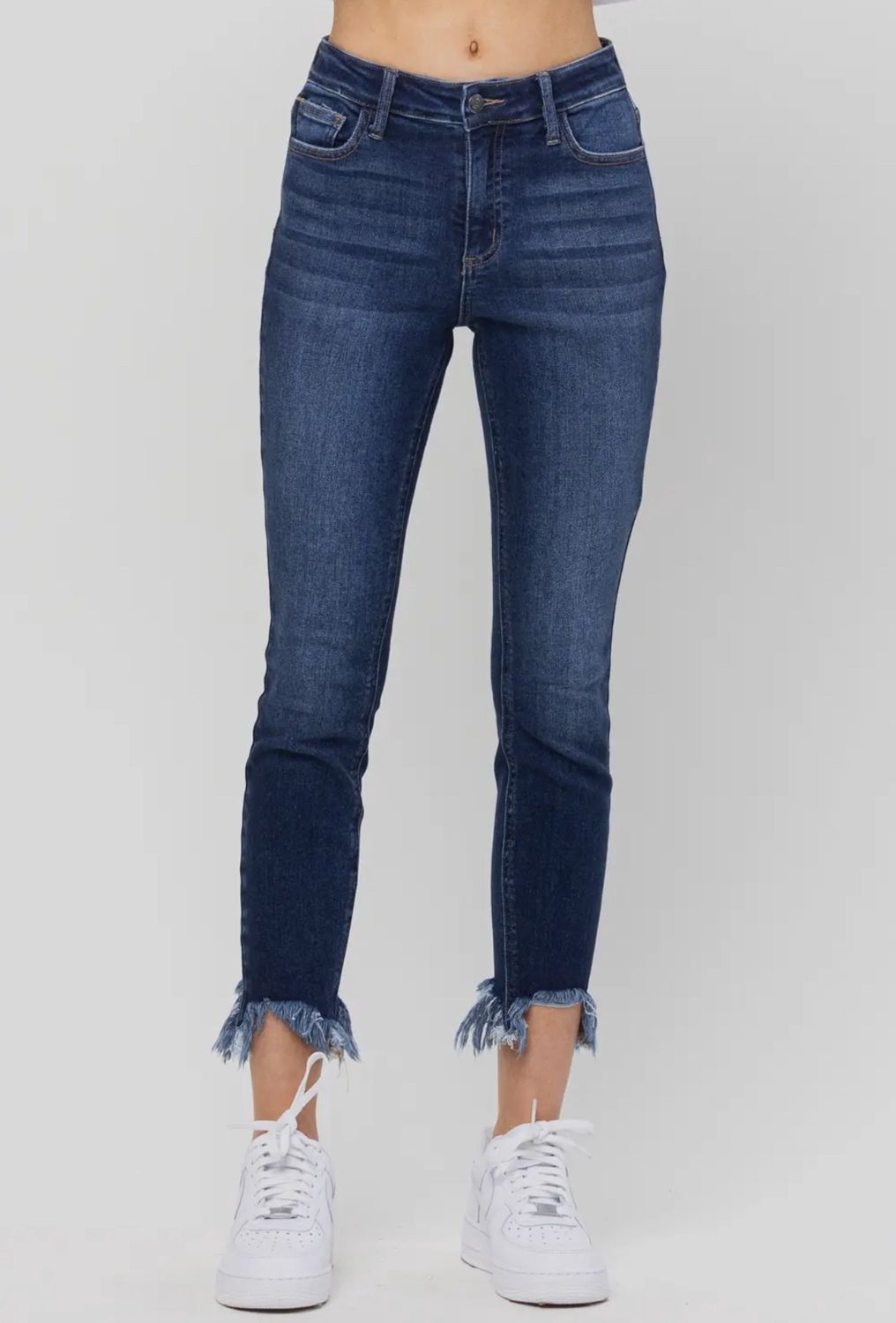 Mid Rise Chew Hem Skinny Jean