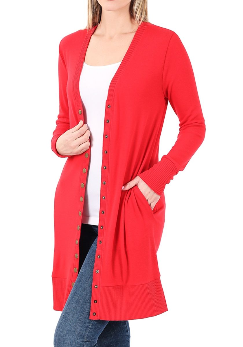 RUBY RED LONG CARDIGAN