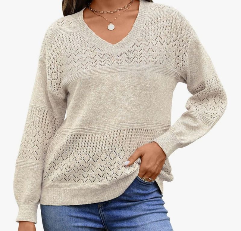 Oatmeal V-Neck Sweater
