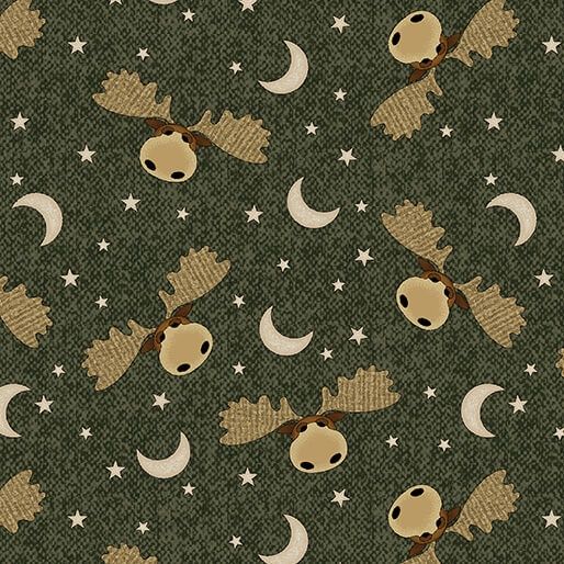 Moose Moon and Stars Green
