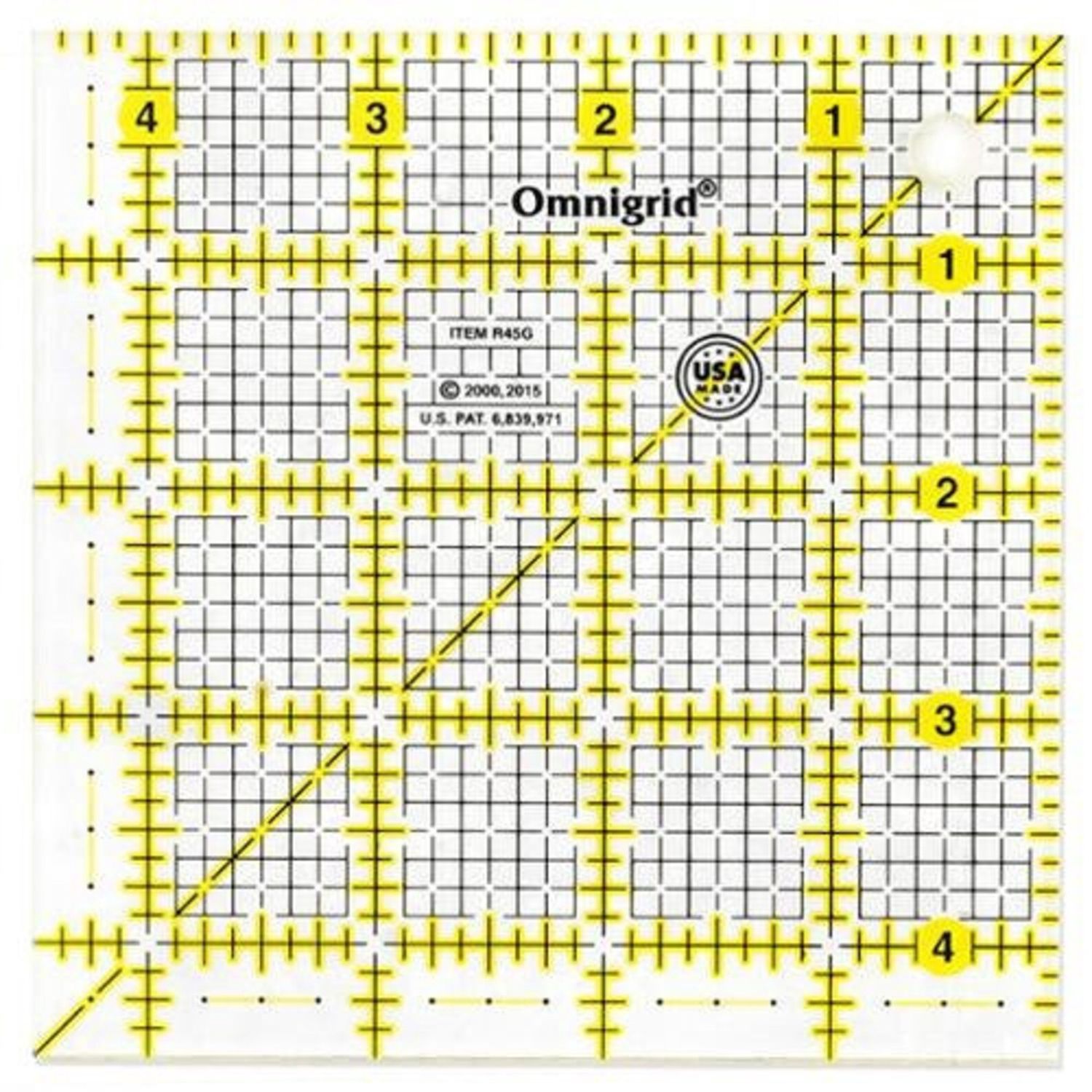 Omnigrid Ruler 4 1/2in Square All-Over Grid