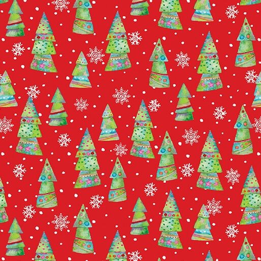 Snow Joy Trees Red