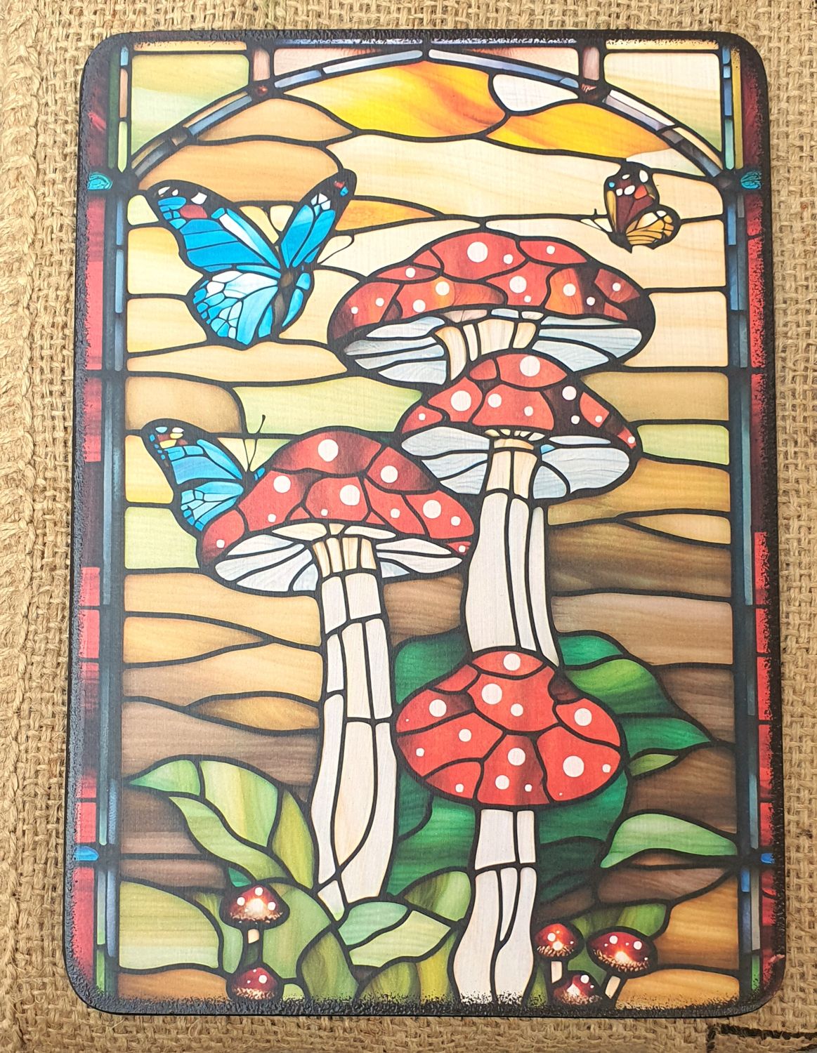 Stained Glass Mushrooms and Butterfly’s