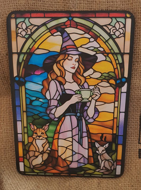 Stained Glass Tea Witch