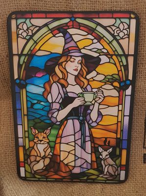 Stained Glass Tea Witch