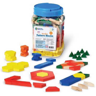 Wooden Pattern Blocks, Set of 250