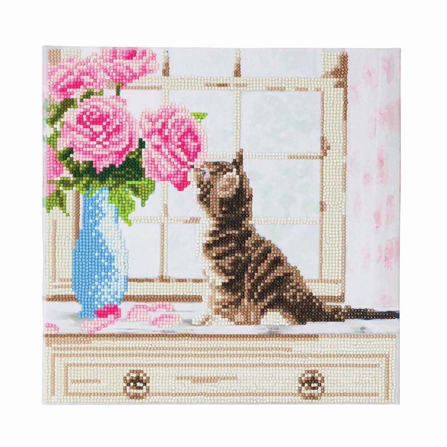 CA Mounted Kit Med: Cat &amp; Flowers
