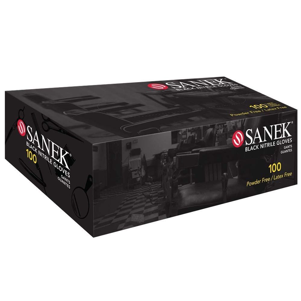 Sanek Nitrile Gloves, Color: Black, Size: Large