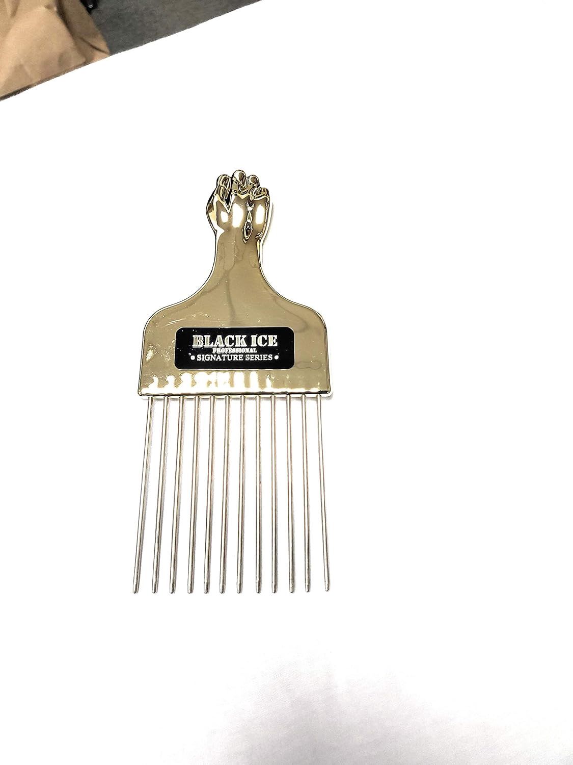 Black Ice Gold Metal Comb pick, Size: Medium