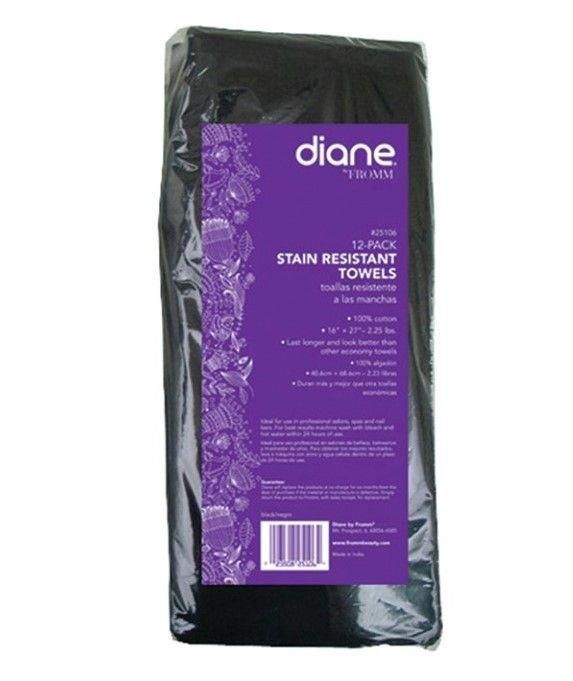 Diane 12 Pack Stain Resitant Towels Black