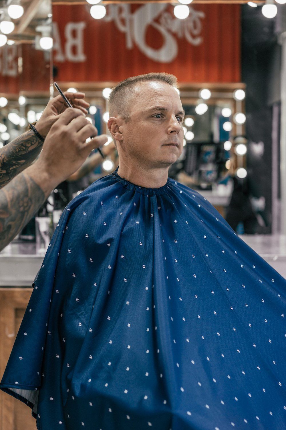 Barber strong the barber cape blue with Designs