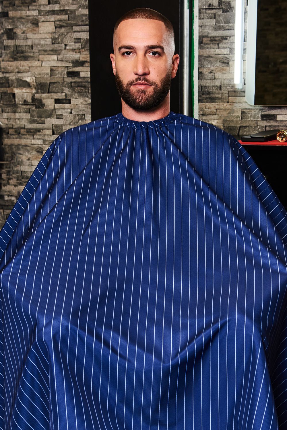 Barber Strong The Barber Cape Blue &amp; White