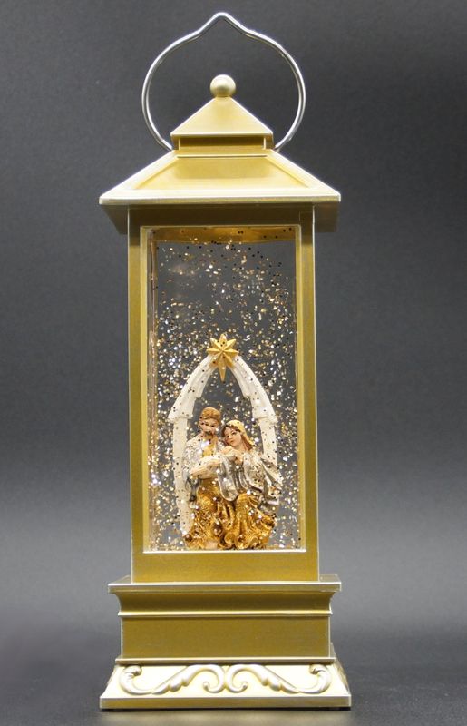      134000 11&quot; h Lighted Swirl Latern Holy Family 