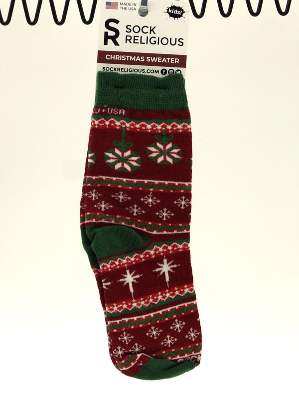 SR0694 Christmas Sweater Kids Sock Religious