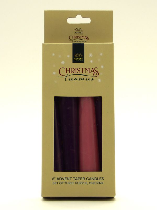      F4297 6in Purple Pink Tapers Set of 4