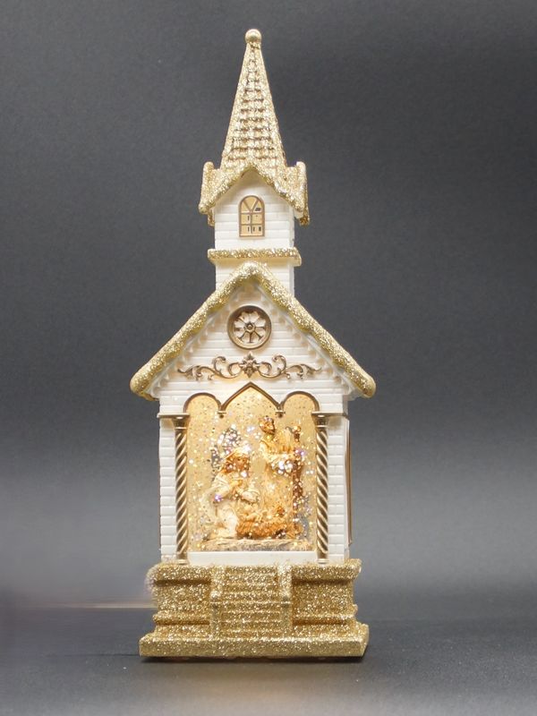 134886 11in LED Swirl Church Nativity