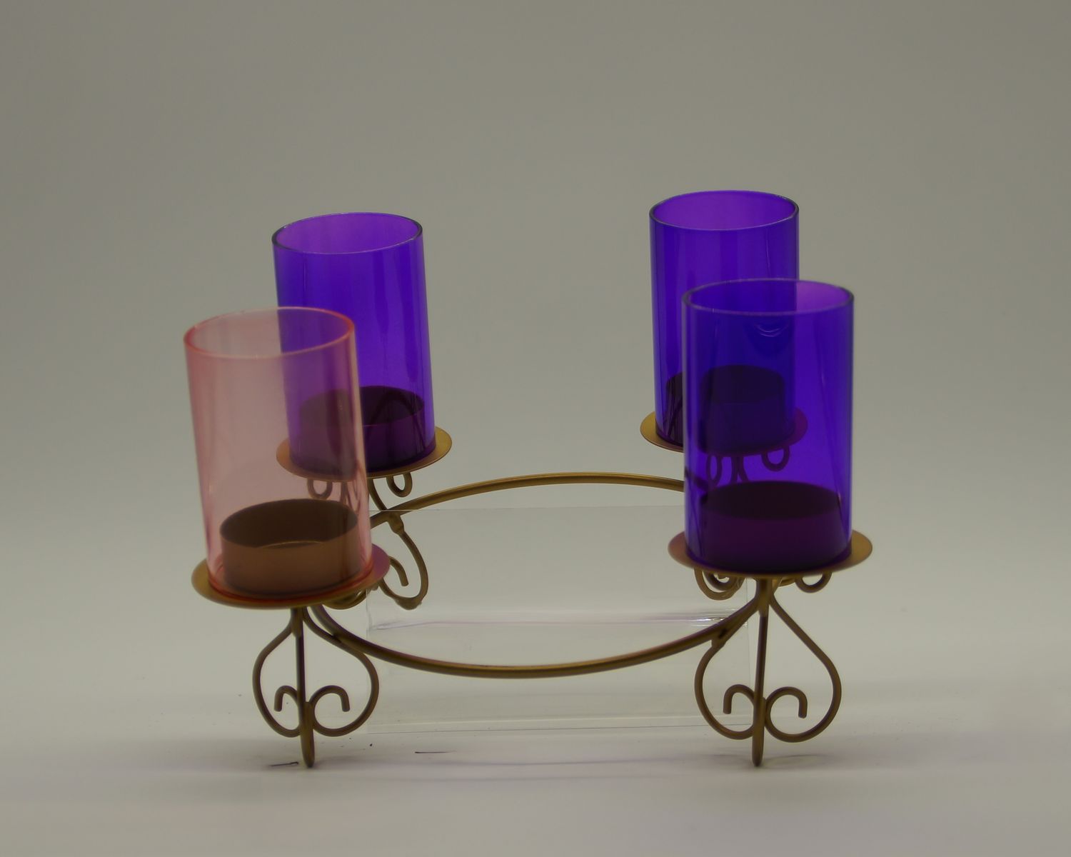 35850 8.25in Advent Votive Candle Holder Glass Flutes