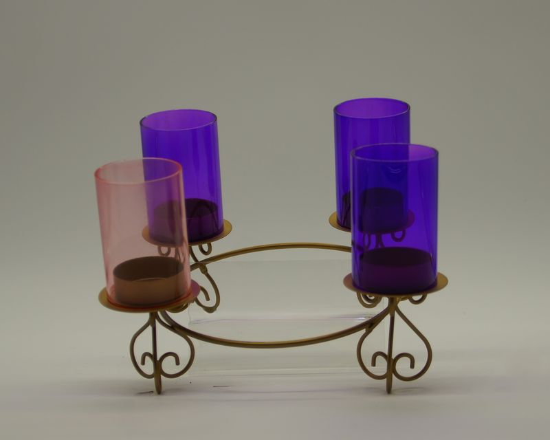 35850 8.25in Advent Votive Candle Holder Glass Flutes
