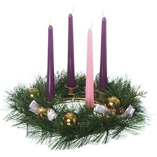 21075 12in Advent Wreath Purple Bows
