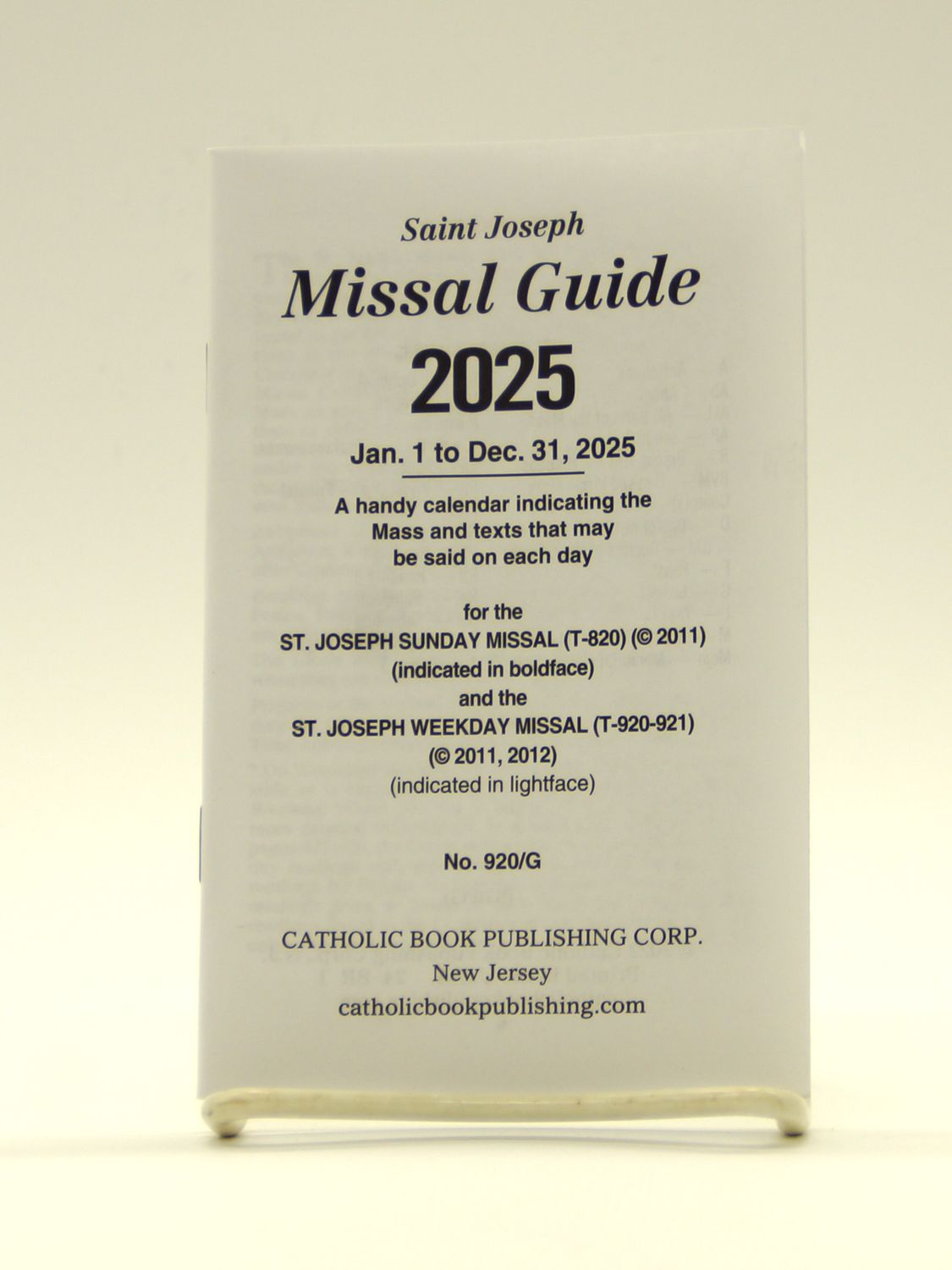      920/G St. Joseph Missal Guide 2025