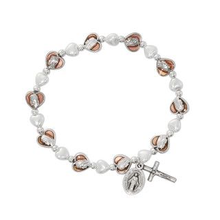      B1050C Pink Heart and Pearl Bracelet