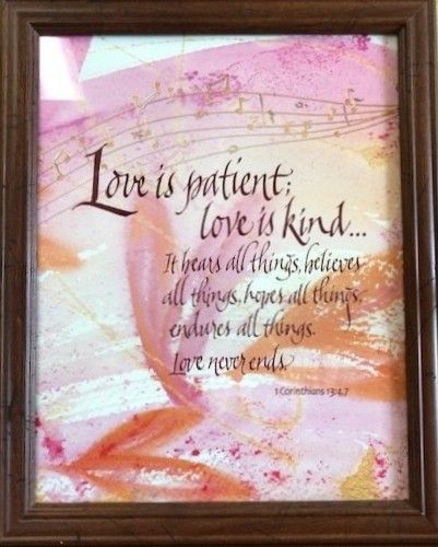 153BR11 11x14 Love Is Patient Print in Brown Frame