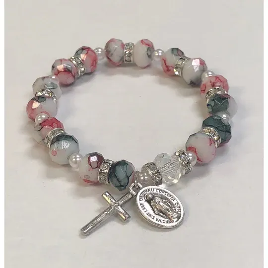 108-16-7306 Child Red/black imitation stone stretch bracelet