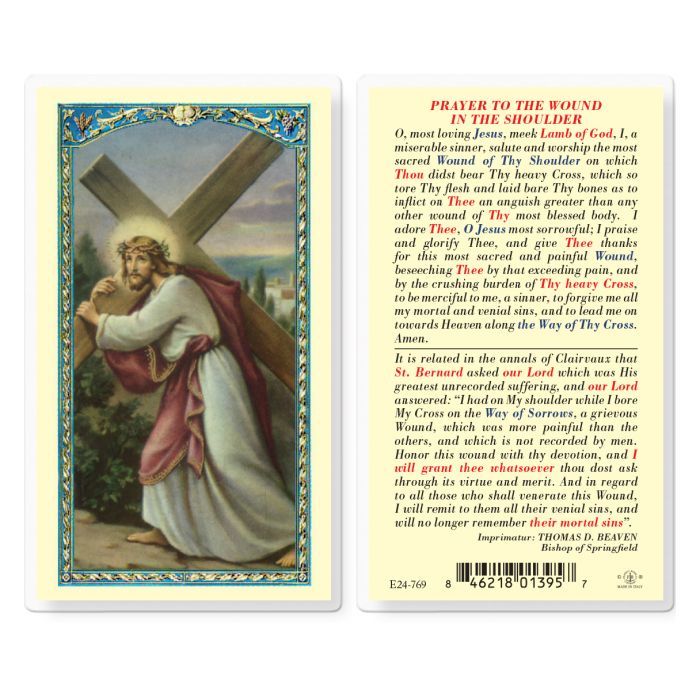      E24-769 Wound in the Shoulder Holy Card